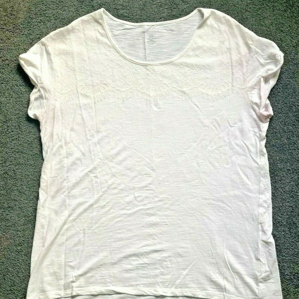 Sonoma Life + Style Women's T-Shirt XL White Floral Lace